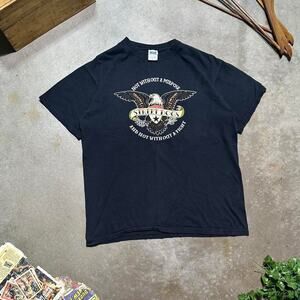 Vintage Y2K Street Dogs Biker Tee Mens Large Black Bald Eagle Graphic Shirt